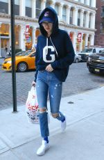 GIGI HADID in Ripped Jeans Out in New York 01/25/2017
