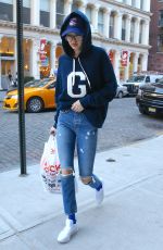 GIGI HADID in Ripped Jeans Out in New York 01/25/2017