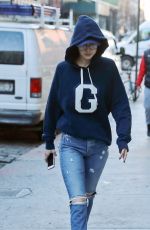 GIGI HADID in Ripped Jeans Out in New York 01/25/2017