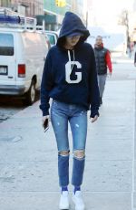 GIGI HADID in Ripped Jeans Out in New York 01/25/2017