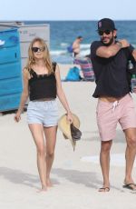 HEATHER GRAHAM Out with Her Boyfriend on the Beach in Miami 12/31/2016