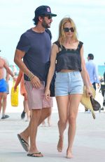 HEATHER GRAHAM Out with Her Boyfriend on the Beach in Miami 12/31/2016