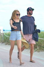HEATHER GRAHAM Out with Her Boyfriend on the Beach in Miami 12/31/2016