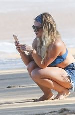 HILARY DUFF in Daisy Dukes and Bikini Top on the Beach in Hawaii 01/02/2017
