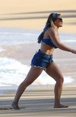 HILARY DUFF in Daisy Dukes and Bikini Top on the Beach in Hawaii 01/02/2017