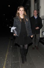 PRINCESS BEATRICE Leaves Arts Club Private Members Bar and Restaurant in London 01/26/2017