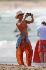 JADA PINKETT SMITH in Bikini Top on the Beach in Hawaii 12/31/2016
