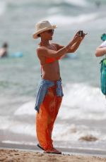 JADA PINKETT SMITH in Bikini Top on the Beach in Hawaii 12/31/2016