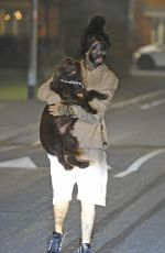 JEMMA LUCY Out with Her Dog for a Late Night Walk in Manchester 12/28/2016