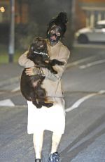 JEMMA LUCY Out with Her Dog for a Late Night Walk in Manchester 12/28/2016