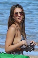 JESSICA ALBA in Bikini Top at a Beach in Hawaii 01/01/2017