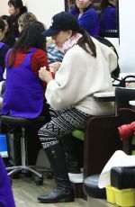JOAN COLLINS at a Nail Salon in Beverly Hills 01/13/2017
