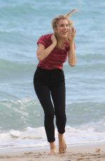 JOY CORRIGAN on the Set of a Photoshot on the Beach in Miami 01/15/2017