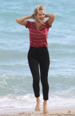 JOY CORRIGAN on the Set of a Photoshot on the Beach in Miami 01/15/2017