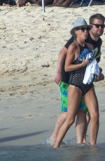 JULIA CAREY in Swimsuit on Beach in Barbados 01/01/2017