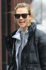 KARLIE KLOSS on a Rainy Day Out in New York 01/03/2017