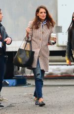 KATIE HOLMES Arrives at the Set of 