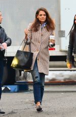 KATIE HOLMES Arrives at the Set of 
