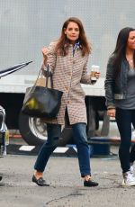KATIE HOLMES Arrives at the Set of 