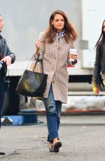 KATIE HOLMES Arrives at the Set of 