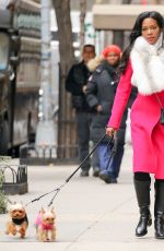 KENYA MOOR Out Shopping with Her Dogs in New York 01/0582017