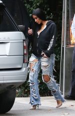 KIM KARDASHIAN in Ripped Jeans Out in Beverly Hills 01/04/2017