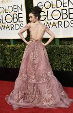 LILY COLLINS at 74th Annual Golden Globe Awards in Beverly Hills 01/08/2017