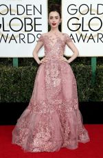 LILY COLLINS at 74th Annual Golden Globe Awards in Beverly Hills 01/08/2017