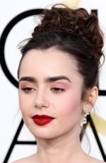 LILY COLLINS at 74th Annual Golden Globe Awards in Beverly Hills 01/08/2017