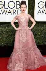 LILY COLLINS at 74th Annual Golden Globe Awards in Beverly Hills 01/08/2017