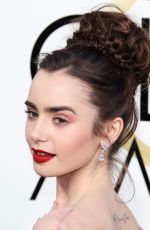 LILY COLLINS at 74th Annual Golden Globe Awards in Beverly Hills 01/08/2017