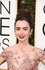 LILY COLLINS at 74th Annual Golden Globe Awards in Beverly Hills 01/08/2017