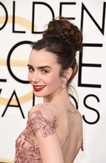 LILY COLLINS at 74th Annual Golden Globe Awards in Beverly Hills 01/08/2017