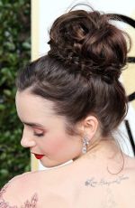 LILY COLLINS at 74th Annual Golden Globe Awards in Beverly Hills 01/08/2017