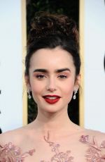 LILY COLLINS at 74th Annual Golden Globe Awards in Beverly Hills 01/08/2017
