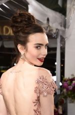 LILY COLLINS at 74th Annual Golden Globe Awards in Beverly Hills 01/08/2017