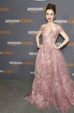 LILY COLLINS at Amazon Studios’ Golden Globes Party in Beverly Hills 01/08/2017