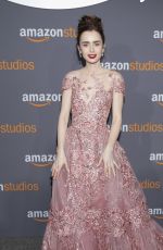 LILY COLLINS at Amazon Studios’ Golden Globes Party in Beverly Hills 01/08/2017