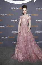 LILY COLLINS at Amazon Studios’ Golden Globes Party in Beverly Hills 01/08/2017