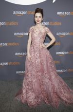 LILY COLLINS at Amazon Studios’ Golden Globes Party in Beverly Hills 01/08/2017