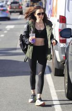 LILY COLLINS in Tights at a Gym in Beverly Hills 01/27/2017