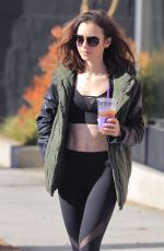 LILY COLLINS in Tights at a Gym in Beverly Hills 01/27/2017