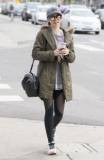 LILY COLLINS Leaves a Gym in Los Angeles 01/03/2017