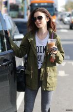 LILY COLLINS Leaves a Gym in Los Angeles 01/16/2017