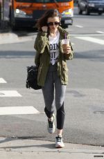 LILY COLLINS Leaves a Gym in Los Angeles 01/16/2017