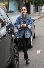 LILY COLLINS Leaves Dry Cleaners in Beverly Hills 01/05/2017
