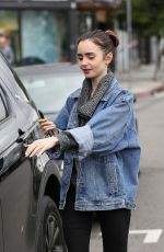 LILY COLLINS Leaves Dry Cleaners in Beverly Hills 01/05/2017