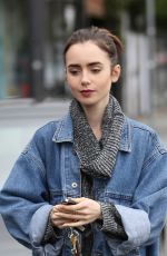 LILY COLLINS Leaves Dry Cleaners in Beverly Hills 01/05/2017