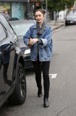 LILY COLLINS Leaves Dry Cleaners in Beverly Hills 01/05/2017