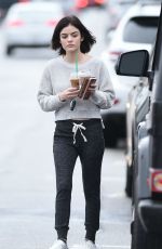 LUCY HALE Leaves a Starbucks in Los Angeles 01/12/2017